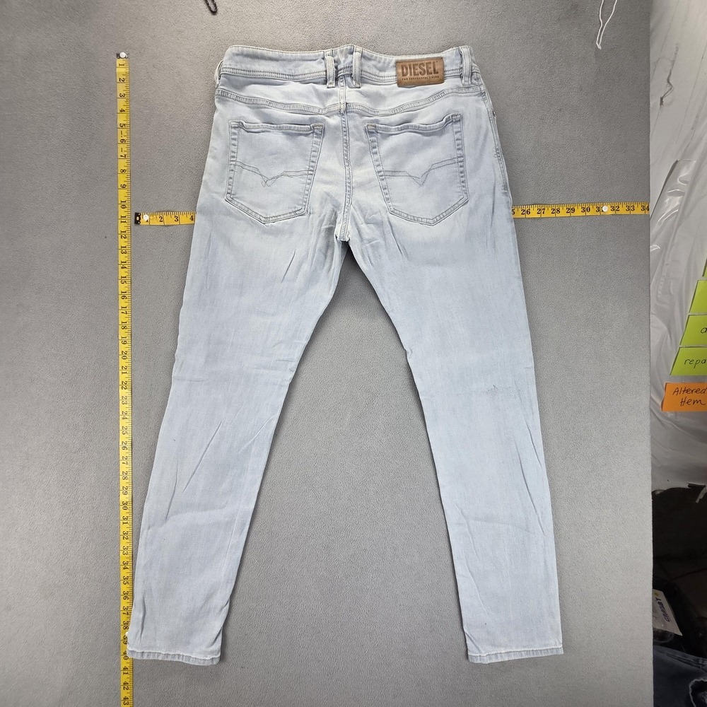Diesel Jeans Mens 32x30 Blue Sleenker Skinny Stretch Light Wash Button Fly 009BJ - Picture 2 of 16